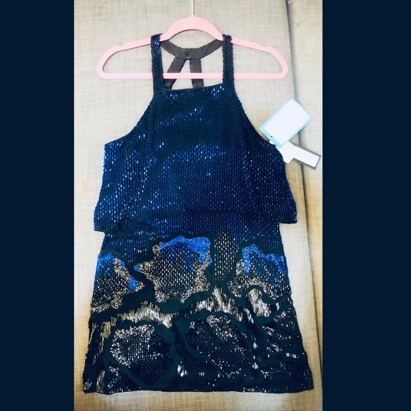 Robe De Soirée PARKER à Paillettes - Dos Découpé - Sans Manches - Taille S - Blanche Et Multicolore - Neuf Avec étiquettes